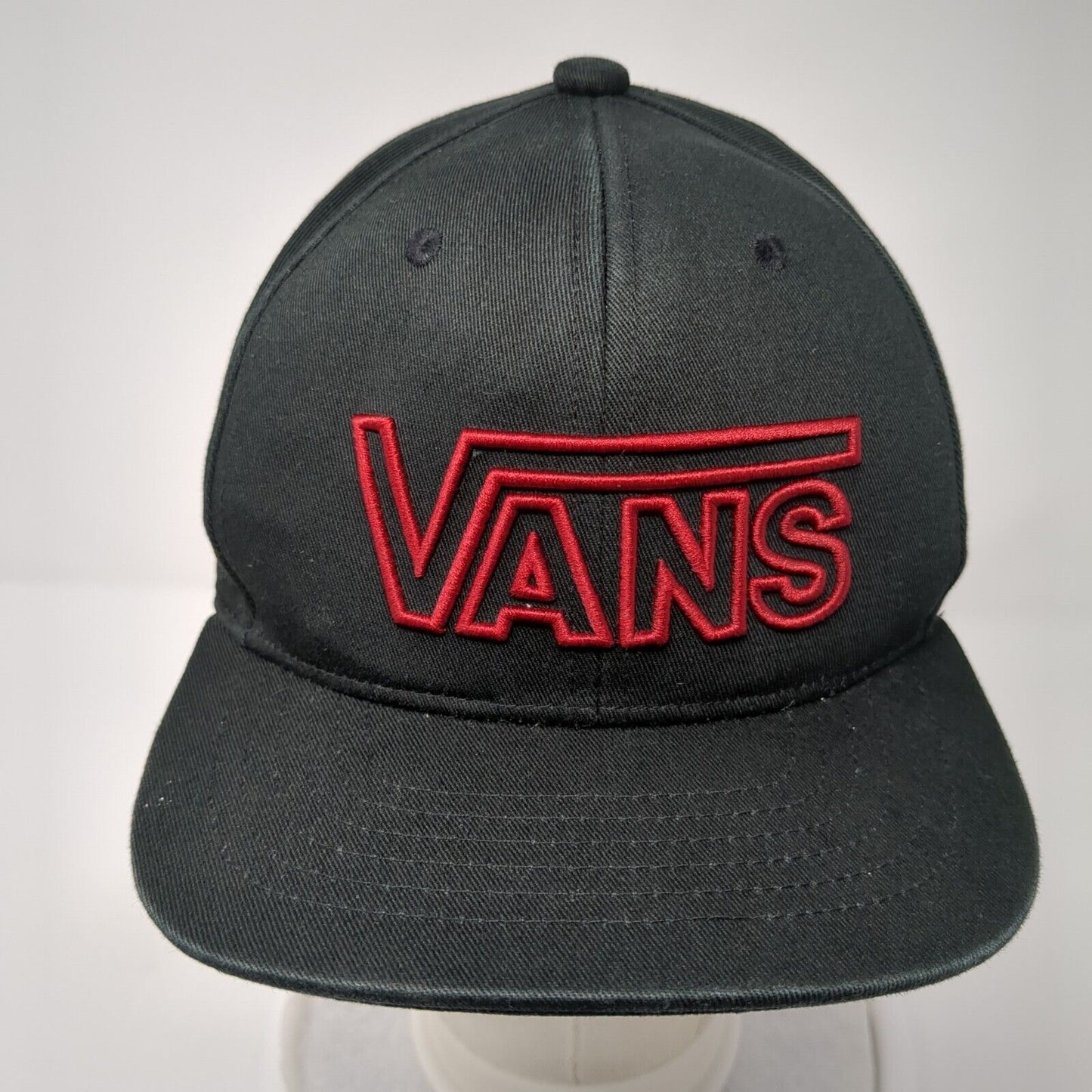 Vans Snapback Hat Black One Size Adjustable Solid Embroidered 6 Panel