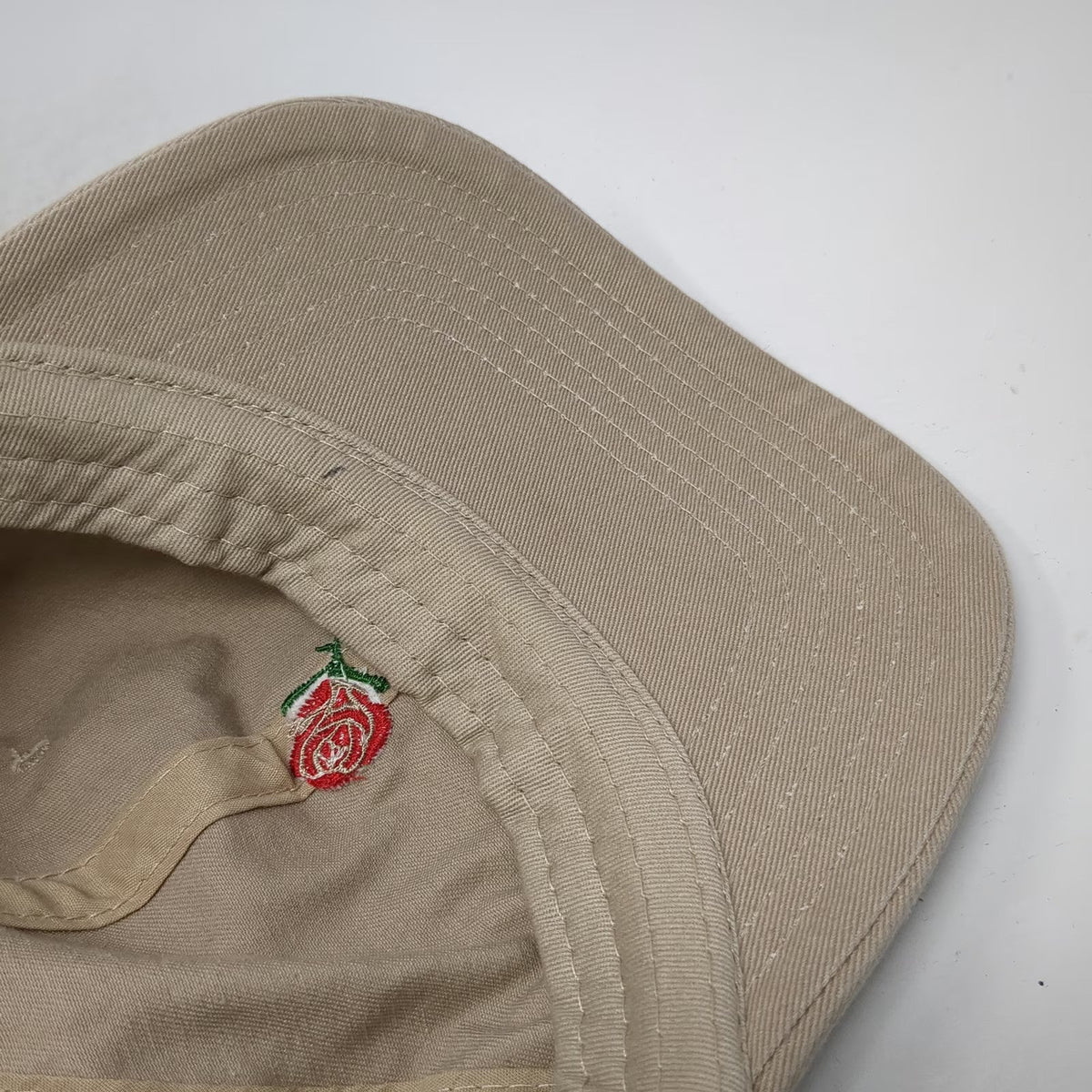 Empyre Baseball Cap Beige One Size Rose Flower Embroidery Slideback Cotton Hat