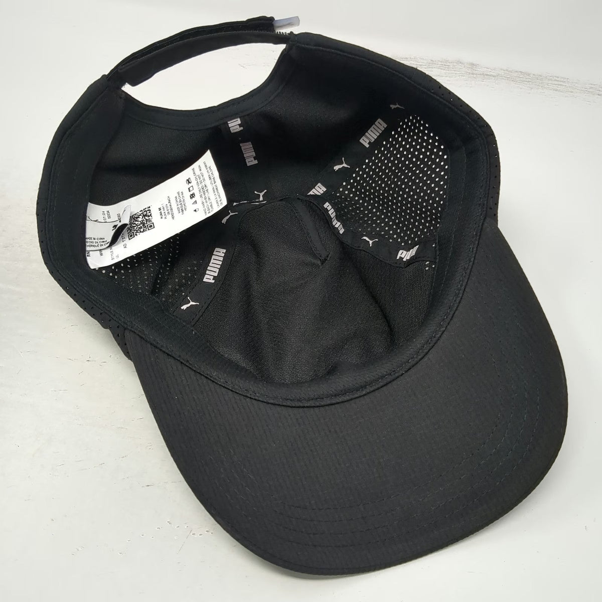 Puma 5 Panel Black One Size Strapback Perforated Mesh Performance Athletic Hat