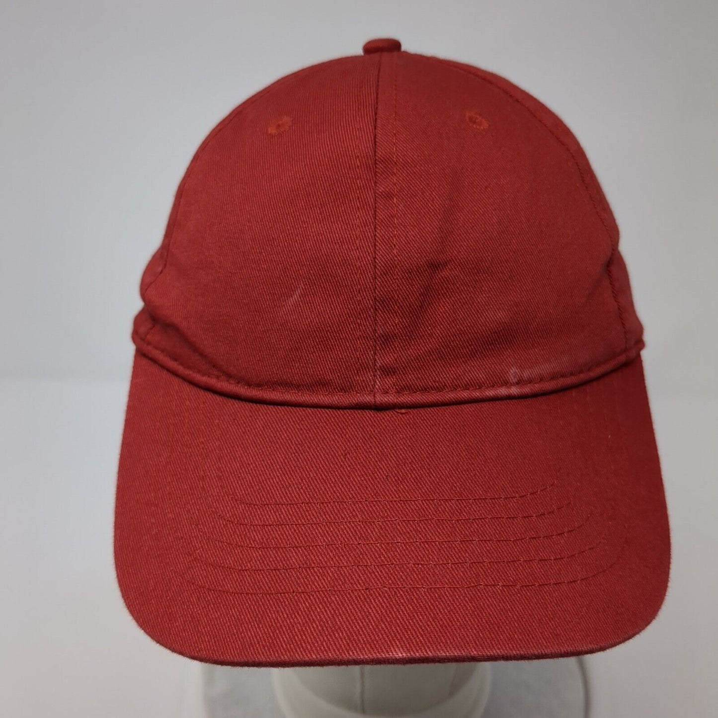 Unbranded Strapback Hat Red One Size Adjustable Vented Holes 6 Panel Blank