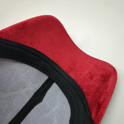 Red Velvet Baseball Cap Hat One Size Adjustable Strapback Textured Solid 6-Panel