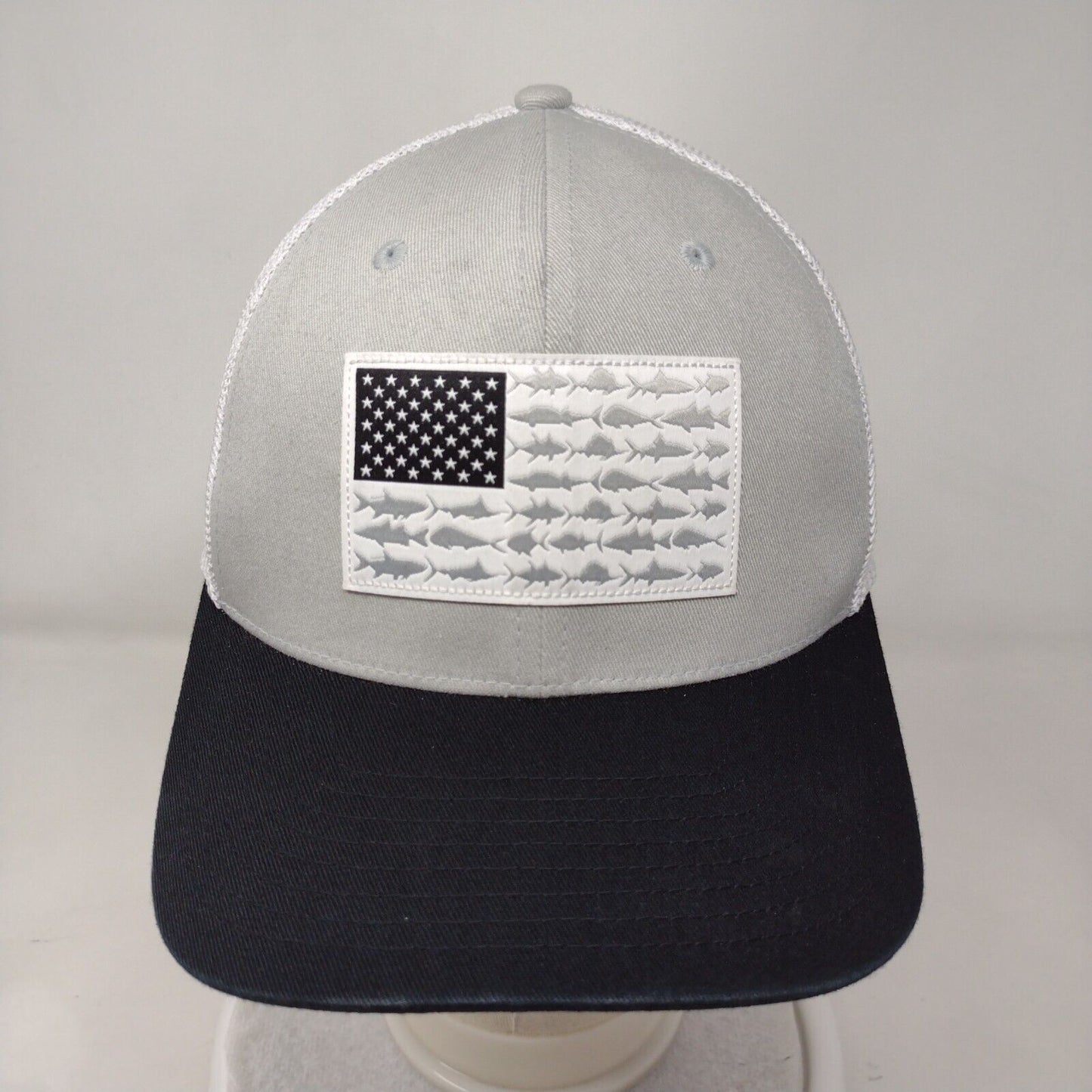 Fish Flag Fitted Mesh Back Trucker Hat Multi S/M Flexfit Columbia PFG