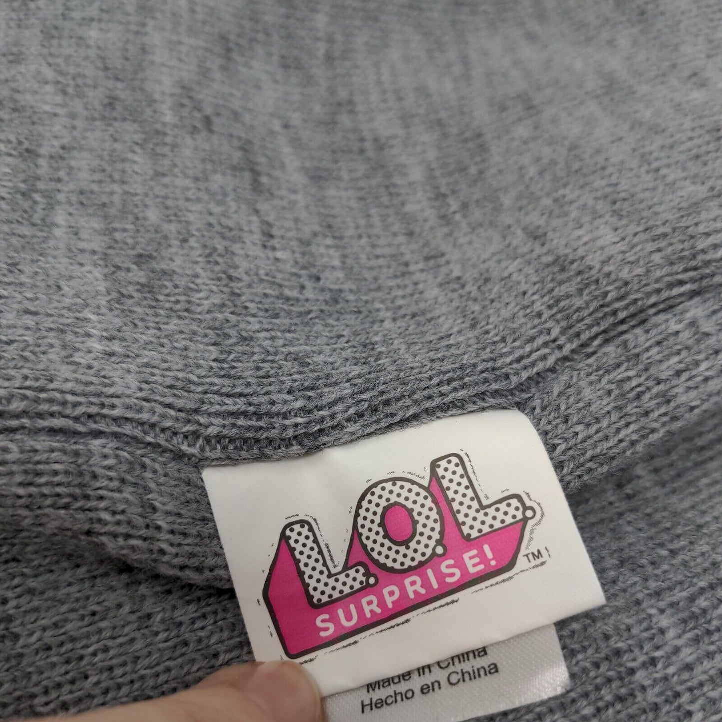 LOL Surprise Girl's Beanie Hat Cap Gray Embroidered Glamsquad Logo