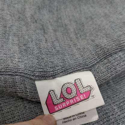 LOL Surprise Girl's Beanie Hat Cap Gray Embroidered Glamsquad Logo
