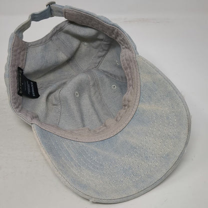 Express Baseball Cap Blue OSFM Distressed Denim Slideback Hat Plain Light Wash
