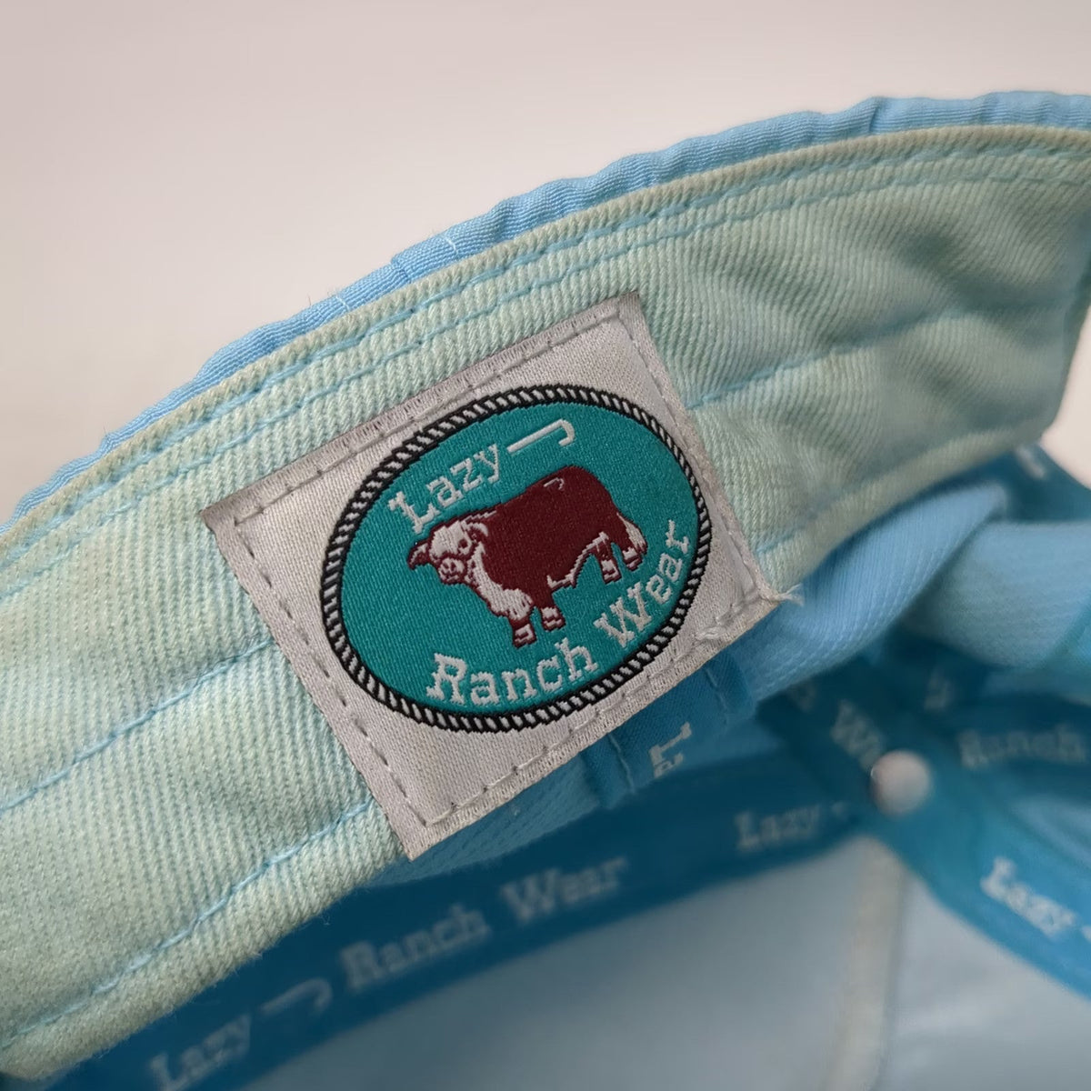 Lazy J Ranch Wear 5 Panel Blue One Size Rope Hat Snapback Bull Graphic Premium