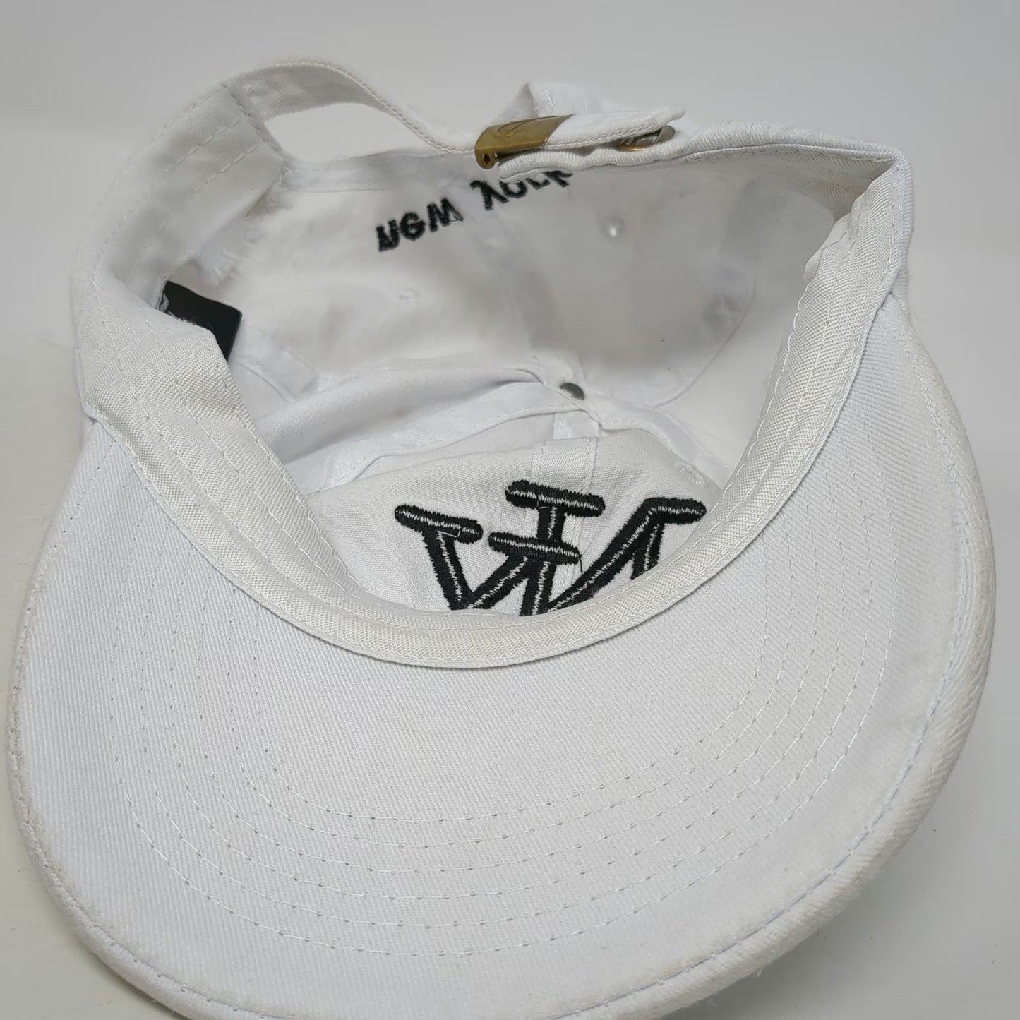 Baseball Cap White One Size NY New York Embroidered Slideback Adjustable Hat
