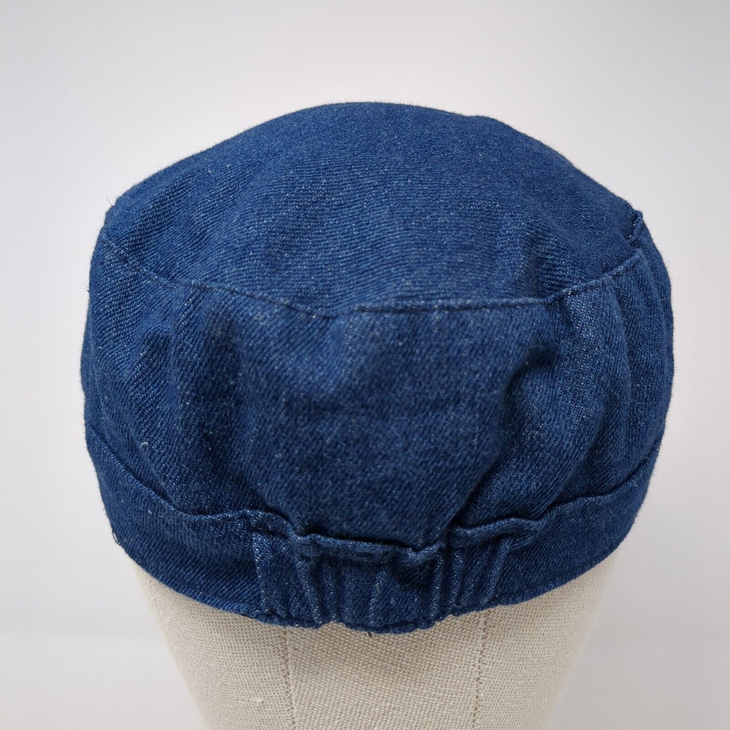 Unbranded Cadet Army Cap Blue One Size Lightweight Denim with Bow Cotton