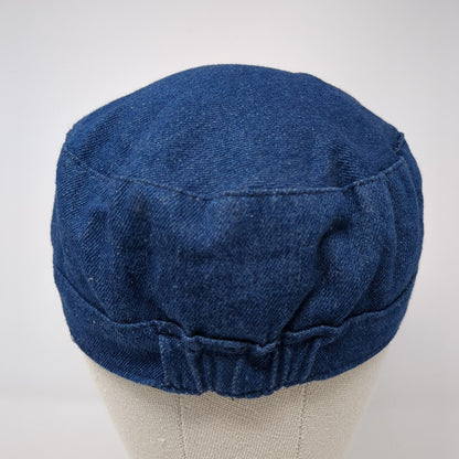 Unbranded Cadet Army Cap Blue One Size Lightweight Denim with Bow Cotton
