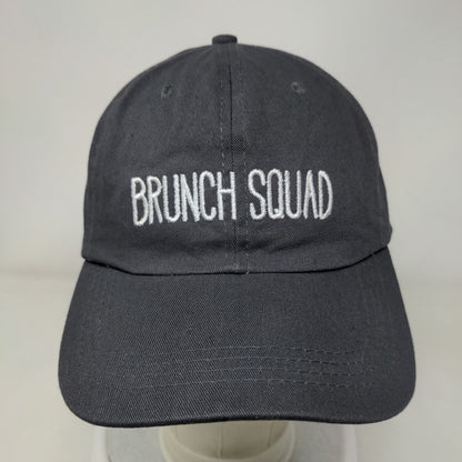Brunch Squad Strapback Hat Gray One Size Adjustable Embroidered Vented Holes