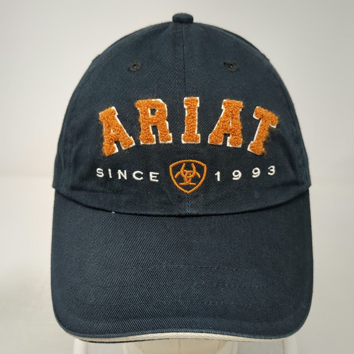 Ariat Baseball Cap Black One Size Slideback Orange Embroidered Logo Cotton Hat