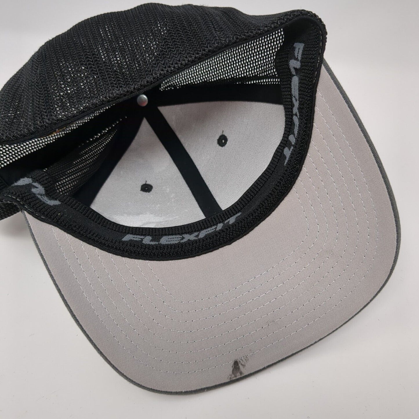 American Flag Fitted Trucker Hat Gray OS Flexfit Patriotic Mesh Back Yupoong