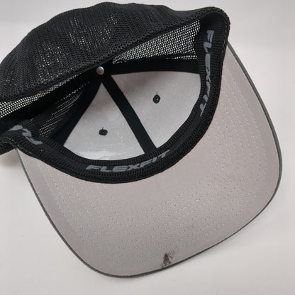 American Flag Fitted Trucker Hat Gray OS Flexfit Patriotic Mesh Back Yupoong
