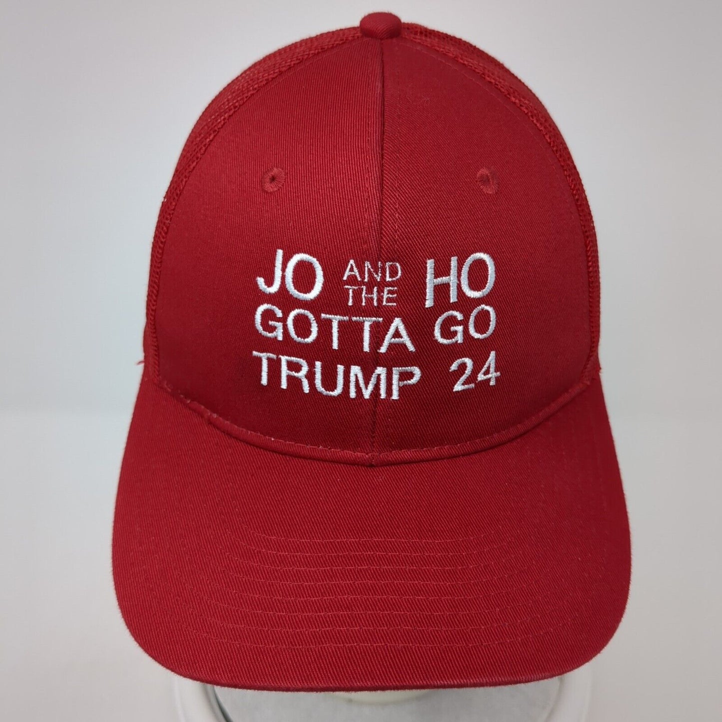 Jo and The Ho Gotta Go Trump 24 Snapback Trucker Hat Red OS Mesh Port Authority