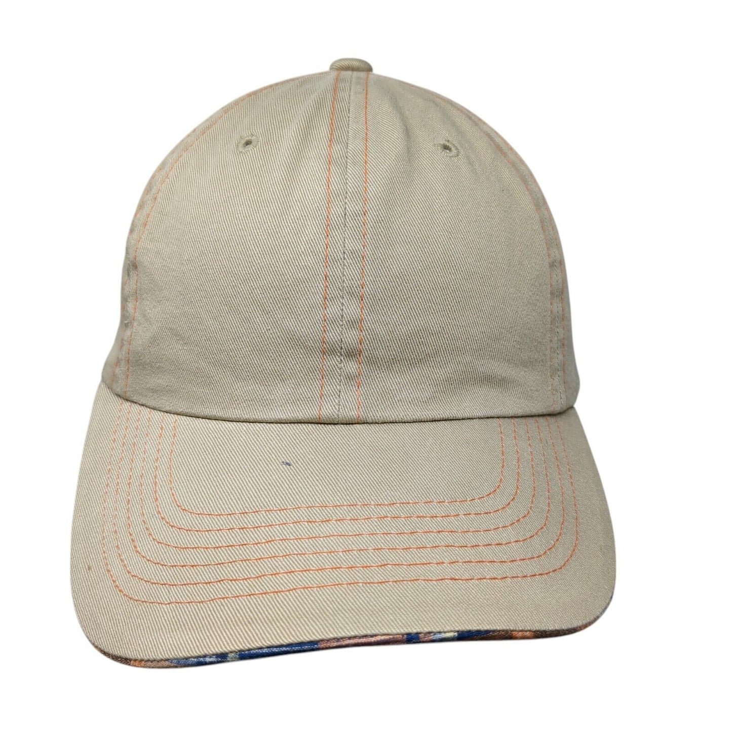 Unbranded Slideback Hat Tan OS Adjustable 6 Panel Lined Plaid Blank Cotton