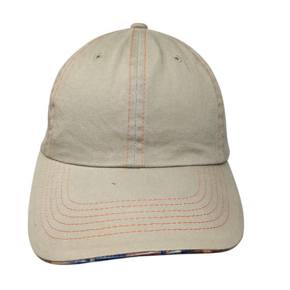 Unbranded Slideback Hat Tan OS Adjustable 6 Panel Lined Plaid Blank Cotton