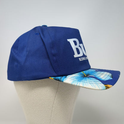 San Sun 5 Panel Blue Hat One Size Floral Brim Snapback Bud King of Beers