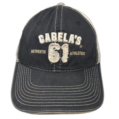 Cabela's Baseball Cap Black One Size Distressed 61 Athletics Slideback Hat