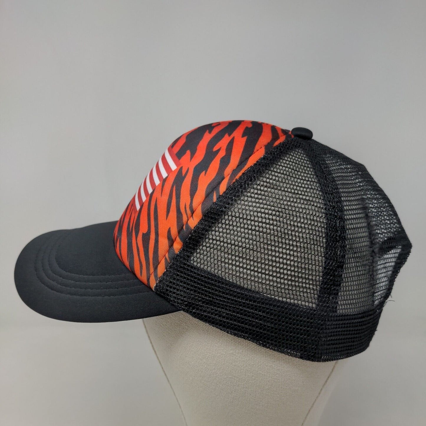 Unbranded Mens Snapback Mesh Back Hat Black Adjustable Graphic Flag Tiger Stripe
