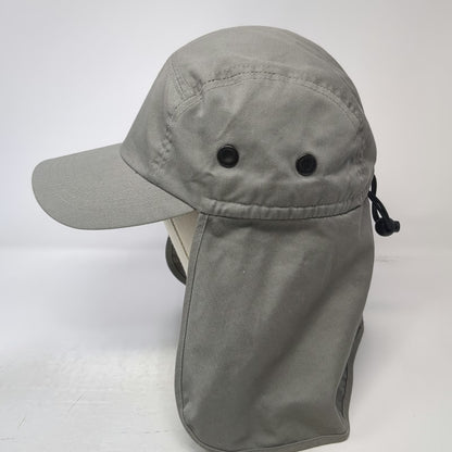 hg 5 Panel Hat Gray One Size Neck Flap Sun Shield Cord Toggle Slideback Outdoor