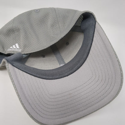 Adidas Fitted Hat Gray S/M Embroidered 3 Stripes 6 Panel Vent Holes