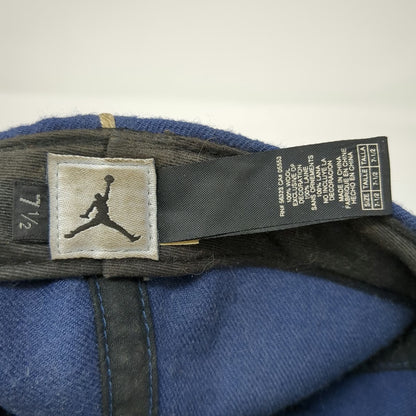 Jordan Baseball Cap Blue 7 1/2 Fitted Wool Piping Script J Logo Jumpman Hat