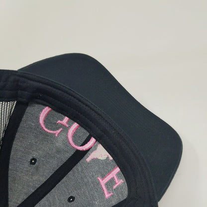 Golf Snapback Mesh Back Trucker Hat Black One Size Embroidered 6 Panel