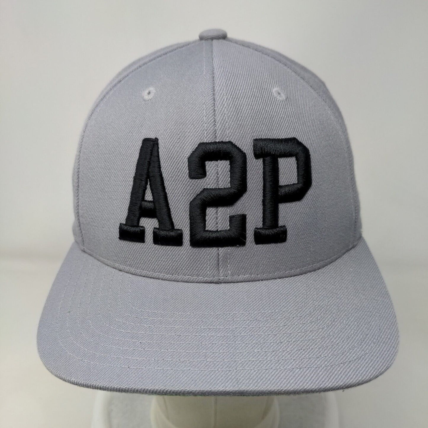 A2P Snapback Hat Gray One Size Adjustable Embroidered 6 Panel Yupoong
