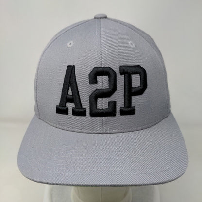 A2P Snapback Hat Gray One Size Adjustable Embroidered 6 Panel Yupoong
