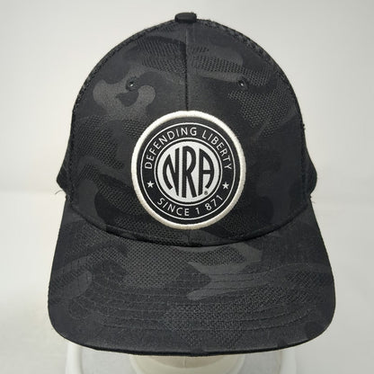 NRA Trucker Hat Black One Size Camo Snapback Mesh Defending Liberty Logo Patch