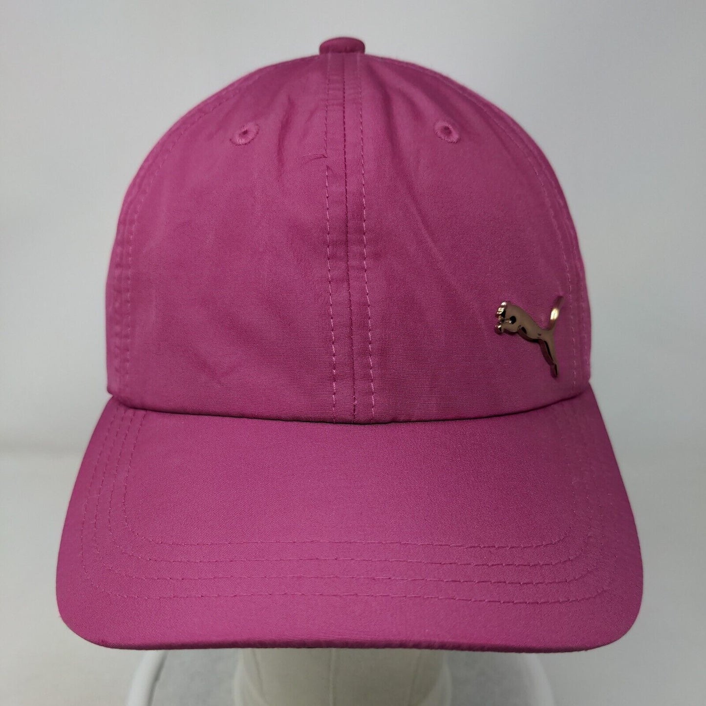 PUMA Gold Metal Cat Slideback Hat Pink OSFA Adjustable Solid 6 Panel