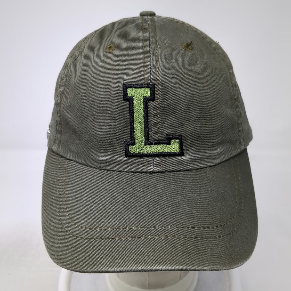 Lacoste Baseball Cap Green One Size Embroidered Letter L Striped Slideback Hat