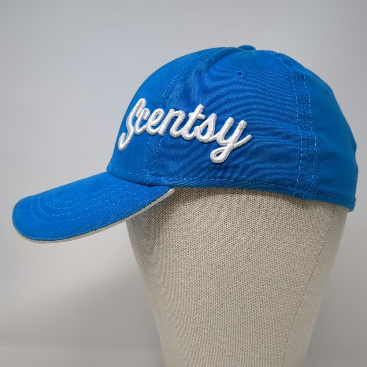 Scentsy Baseball Cap Blue One Size Embroidered Script Logo Stretch Fit Trim Hat