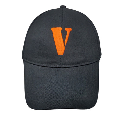 Letter V Slideback Hat Black One Size Embroidered Adjustable 6 Panel