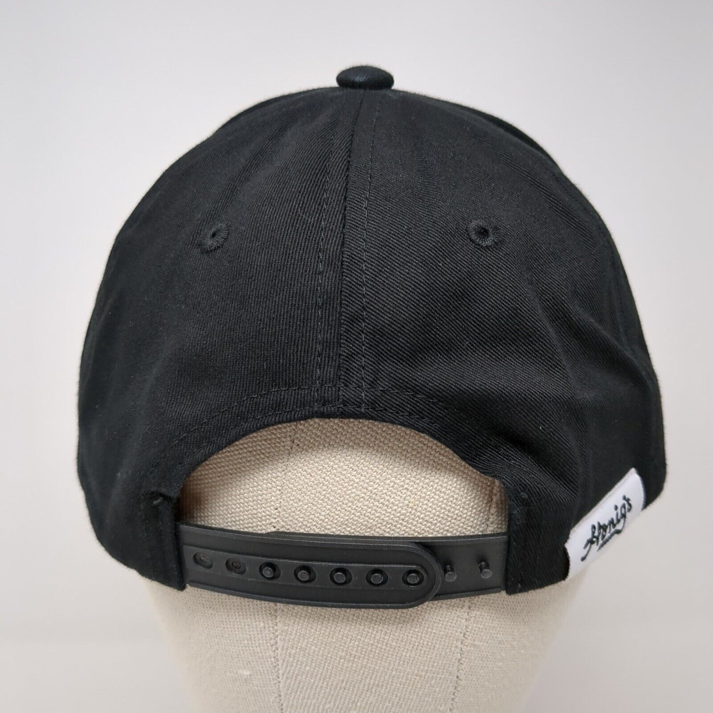 Honig's Leather Patch Snapback Hat Black One Size Adjustable 6 Panel