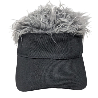 Unbranded Strapback Sun Visor Hat Black One Size Adjustable Hair Wig
