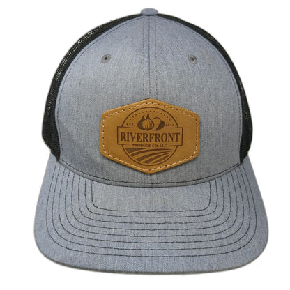 Richardson Trucker Hat Gray XL Snapback Mesh Back Leather Patch Riverfront Hat