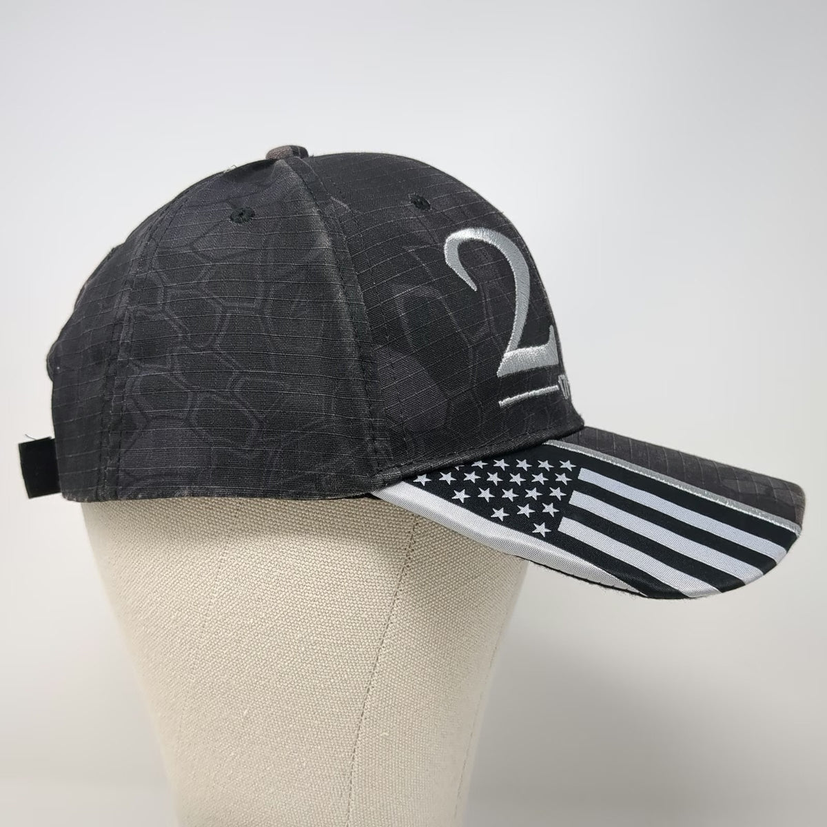 Baseball Cap Black Gray White One Size 2nd Amendment 1791 American Flag Camo Hat
