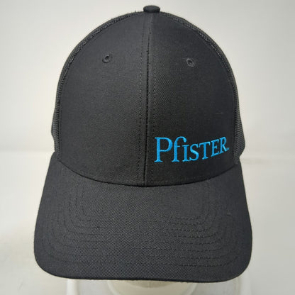 Richardson Trucker Hat Black Blue One Size Mesh Back Snapback Pfister Logo