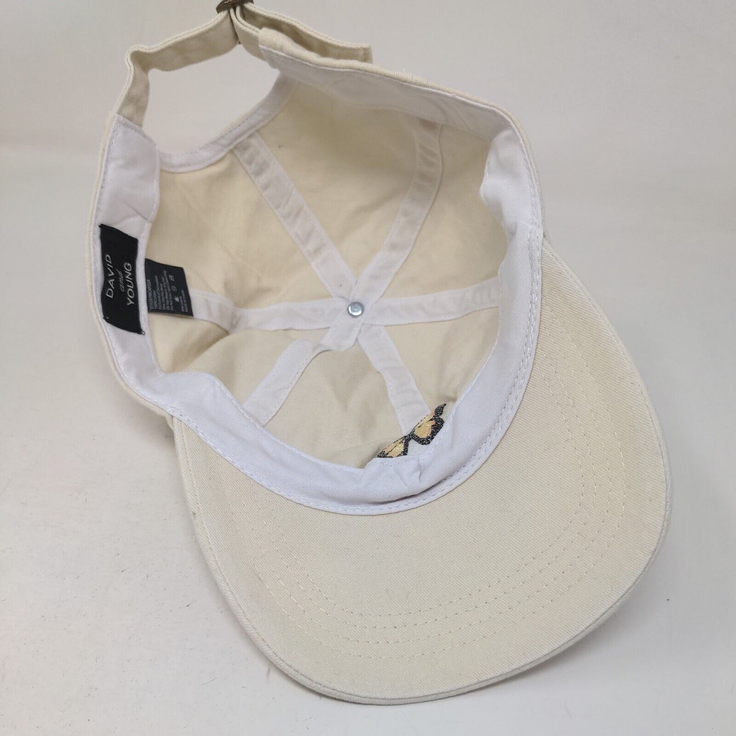 Butterfly Slideback Hat Brown Tan OSFM Embroidered Adjustable David and Young