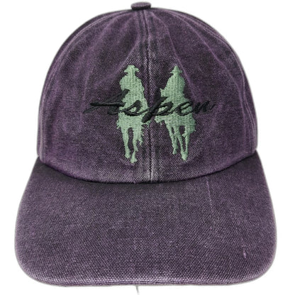 Purple Aspen Horse Rider Embroidery Cotton Strapback One Size Baseball Cap Hat
