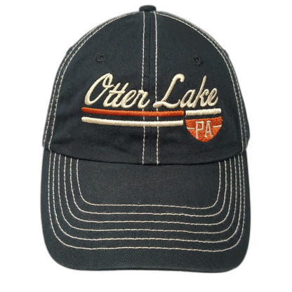 Baseball Cap Black One Size Otter Lake PA Contrast Stitch Slideback Cotton hat