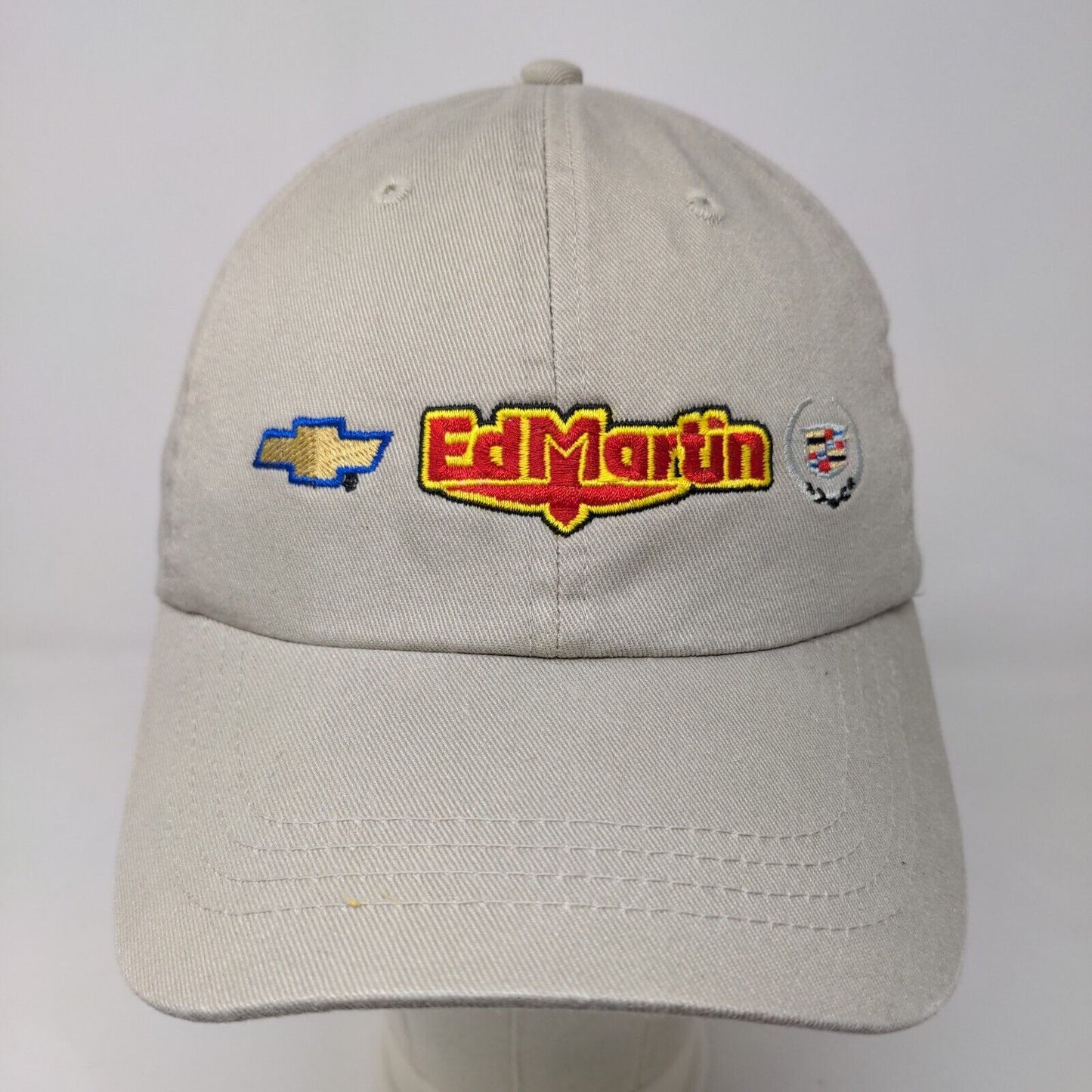 Ed Martin Men's Slideback Hat Tan OSFA Embroidered Chevrolet Cadillac Logo Cars