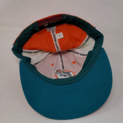 Miami Dolphins NFL Gridiron Reebok Fitted Hat Orange Green 7 3/8 Vintage Wool