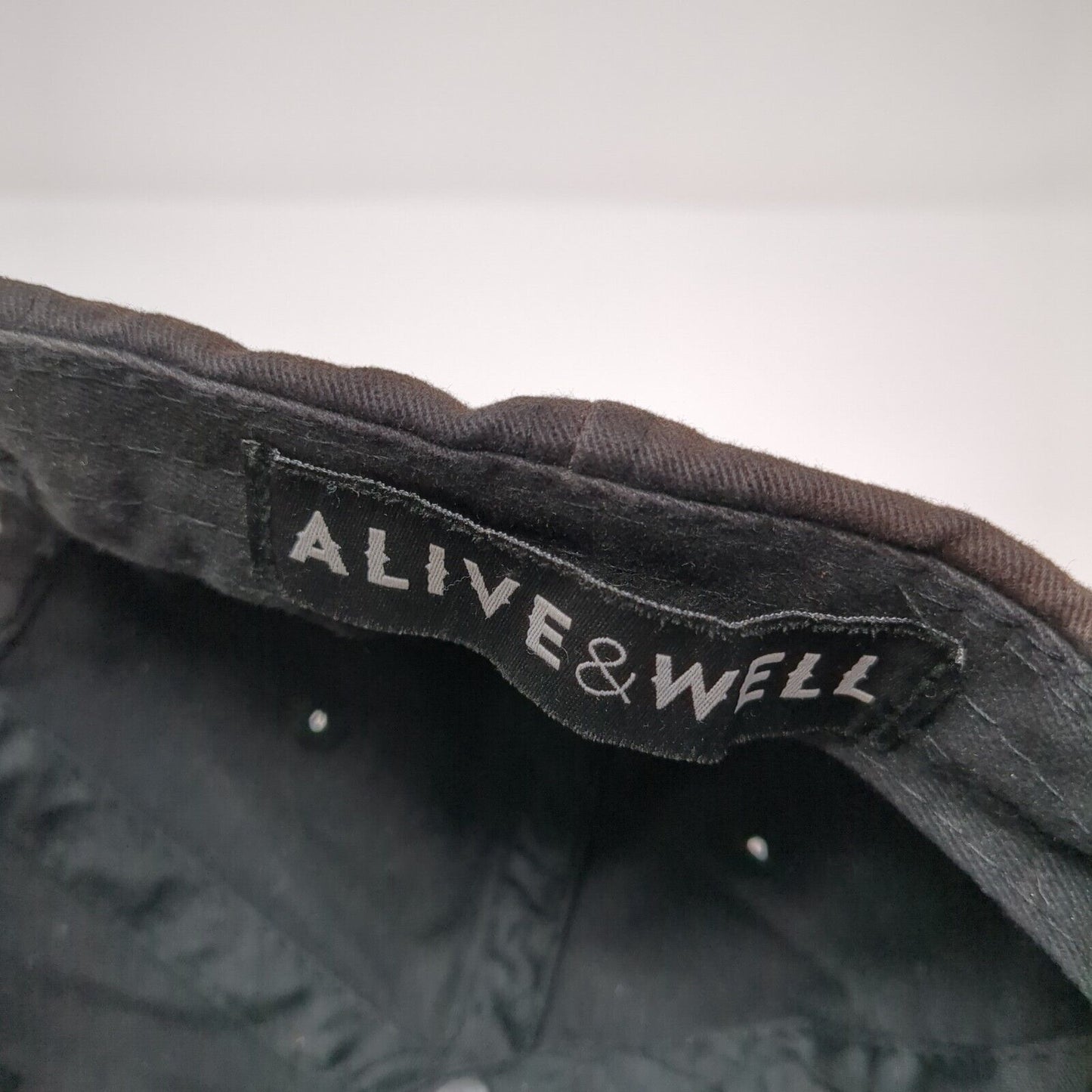 Alive&Well Slideback Hat Black One Size Adjustable Embroidered 6 Panel Cotton