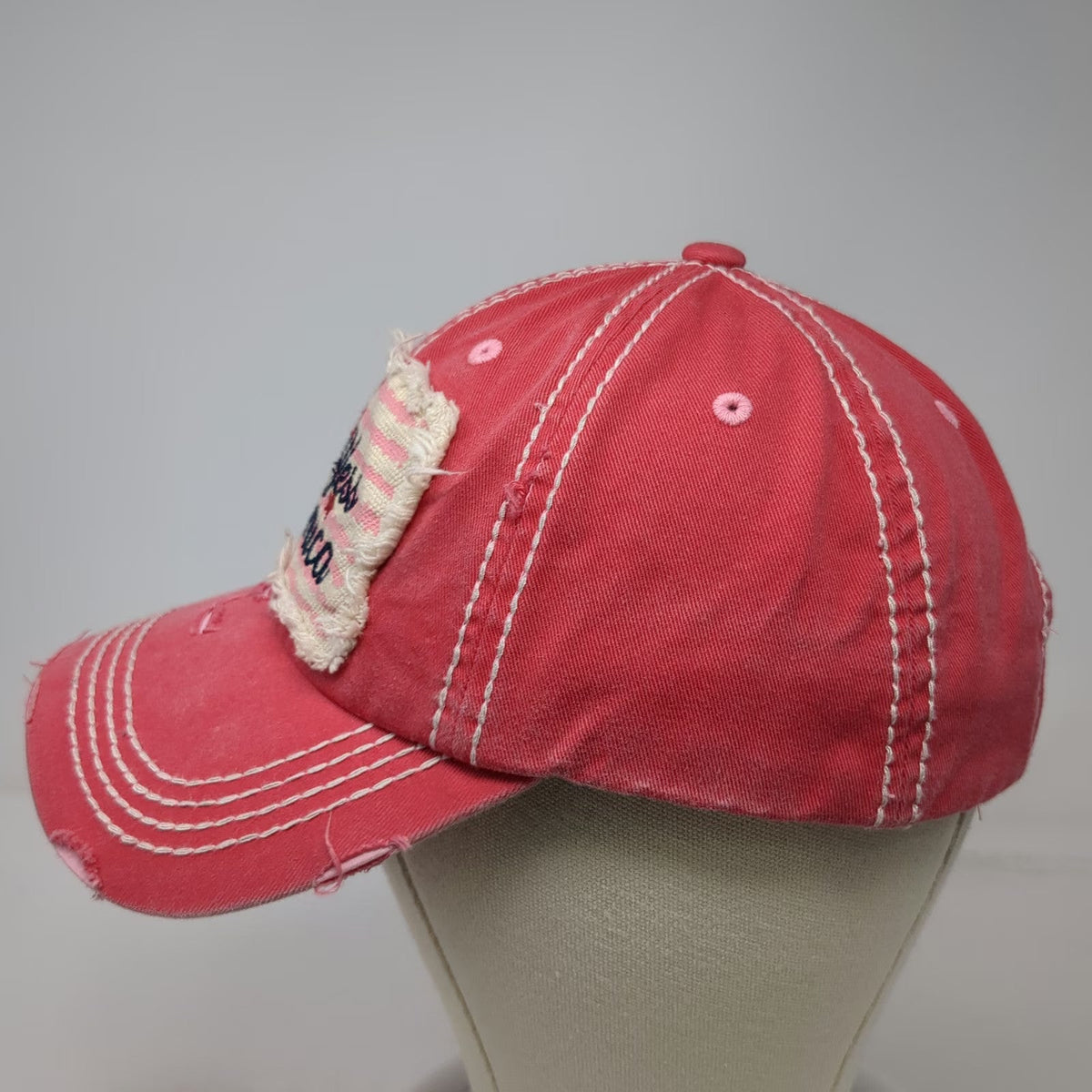 KBETHOS Baseball Cap Pink One Size God Bless America USA Cotton Frayed Edge Hat