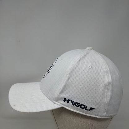 Under Armour Fitted Golf Hat White Large/XL Embroidered Logo 6 Panel