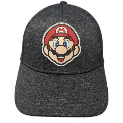 Nintendo Mario Patch Baseball Cap Gray Red White One Size Fitted Stretch Hat