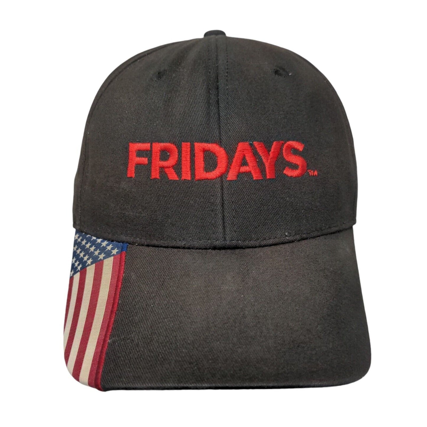 FRIDAYS American Flag Strapback Hat Black OS Adjustable Patriotic Outdoor Cap