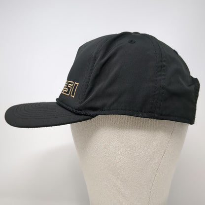 Imperial 5 Panel Black Hat One Size Snapback Rope Brim ESI USA Flag Golf Sport